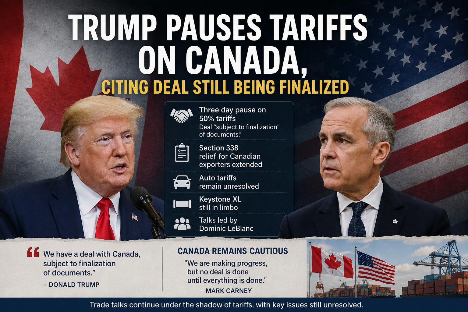 Trump Pauses Tariffs on Canada, Citing Deal Still Being Finalized